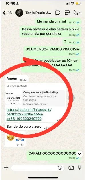 Resultado compartilhado por aluno no WhatsApp 2
